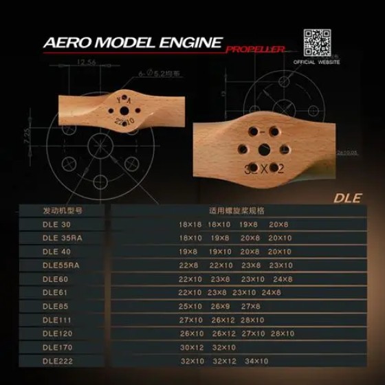 Wholesale Hot Beechwood Propeller With DLE Engine Hole 28x10 30x10 30x12 for Gas RC Model Airplane DLE111 DLE120 DLE170 Engine